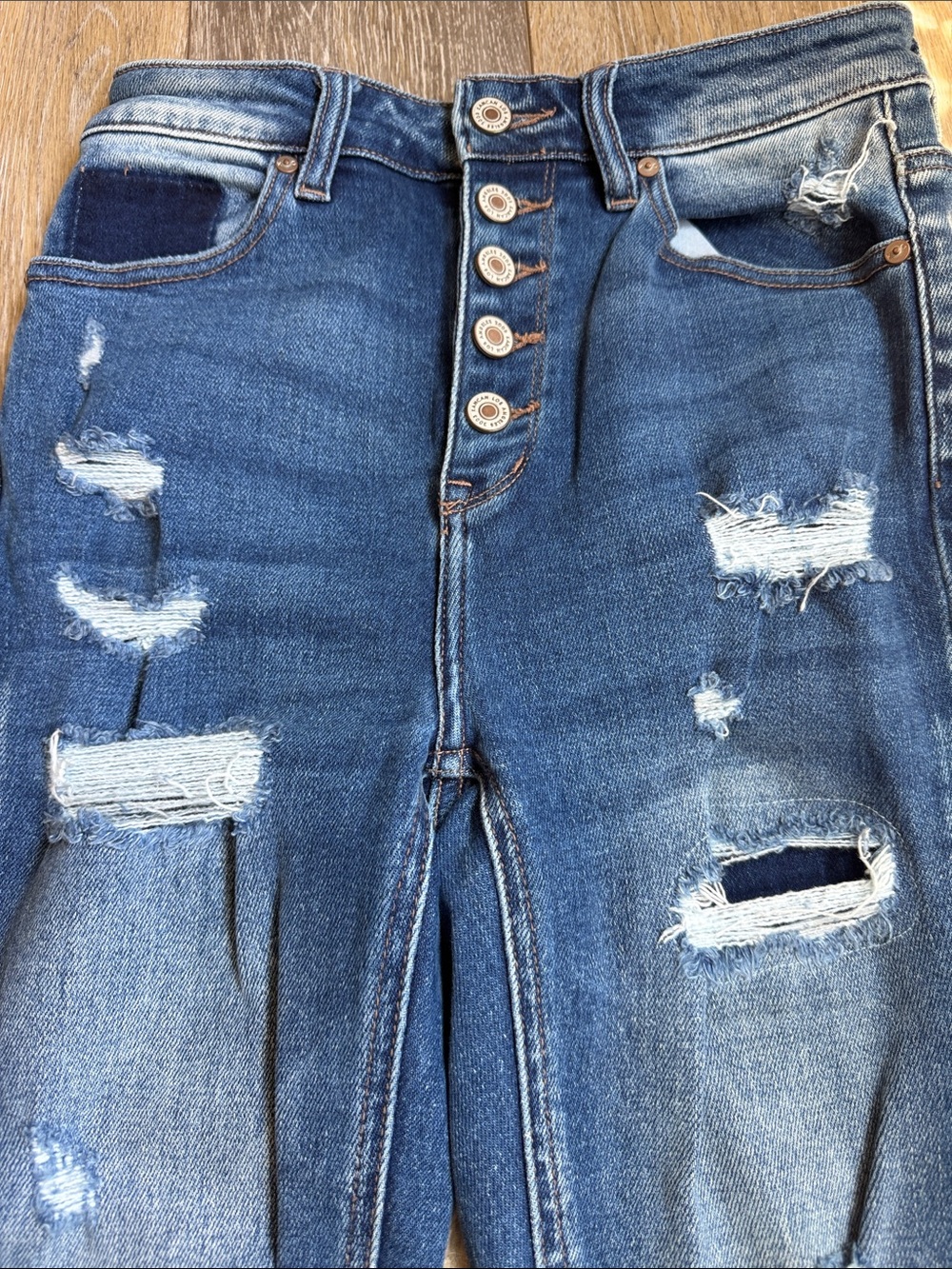 KanCan Dark Blue Distressed Skinny Jeans - Picture 2 of 5